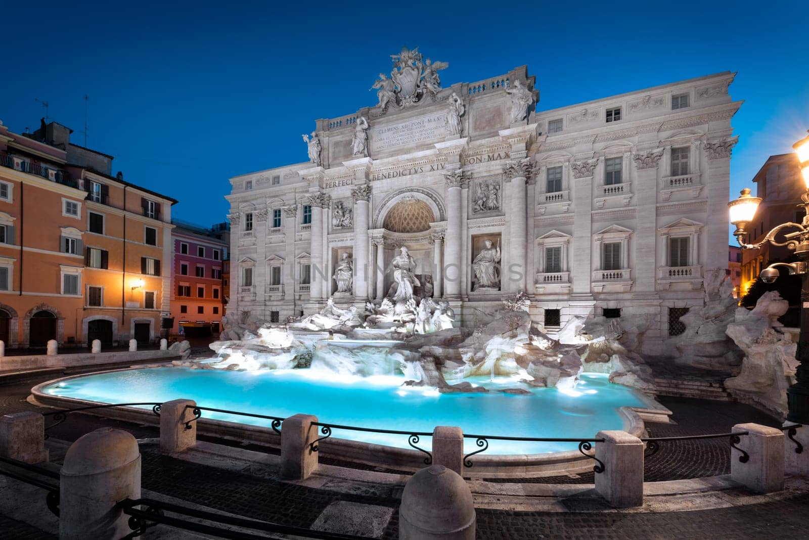 Trevi Fountain (Fontana di Trevi) in Rome, Italy. Trevi is most famous fountain of Rome. Architecture and landmark of Rome, Postcard of Rome.
