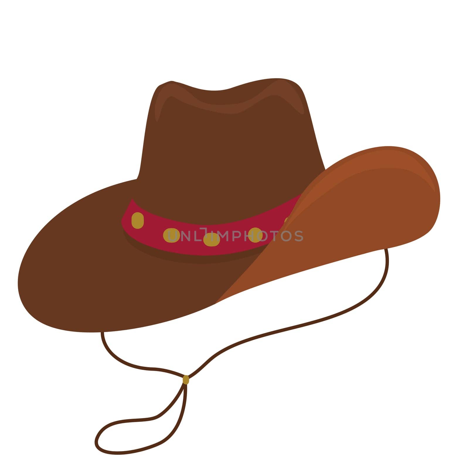 cowboy hat brown rancher costume rodeo illustration america