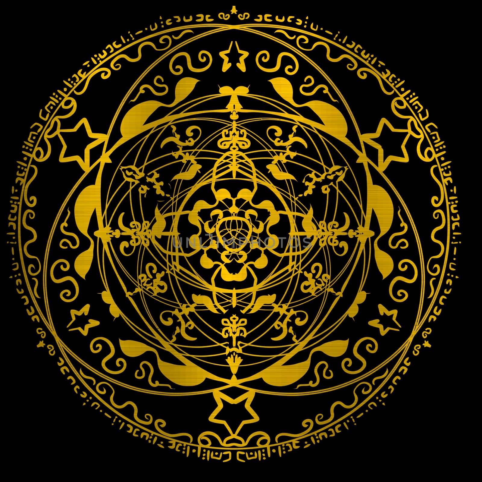 magic circle occultism power holy geometric golden metallic mystery illustration