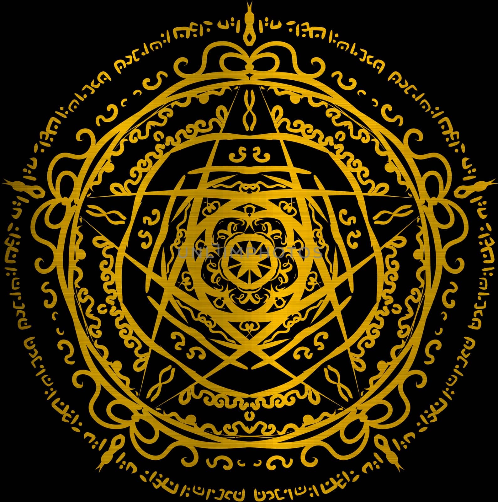 magic circle occultism power holy geometric golden metallic illustration star