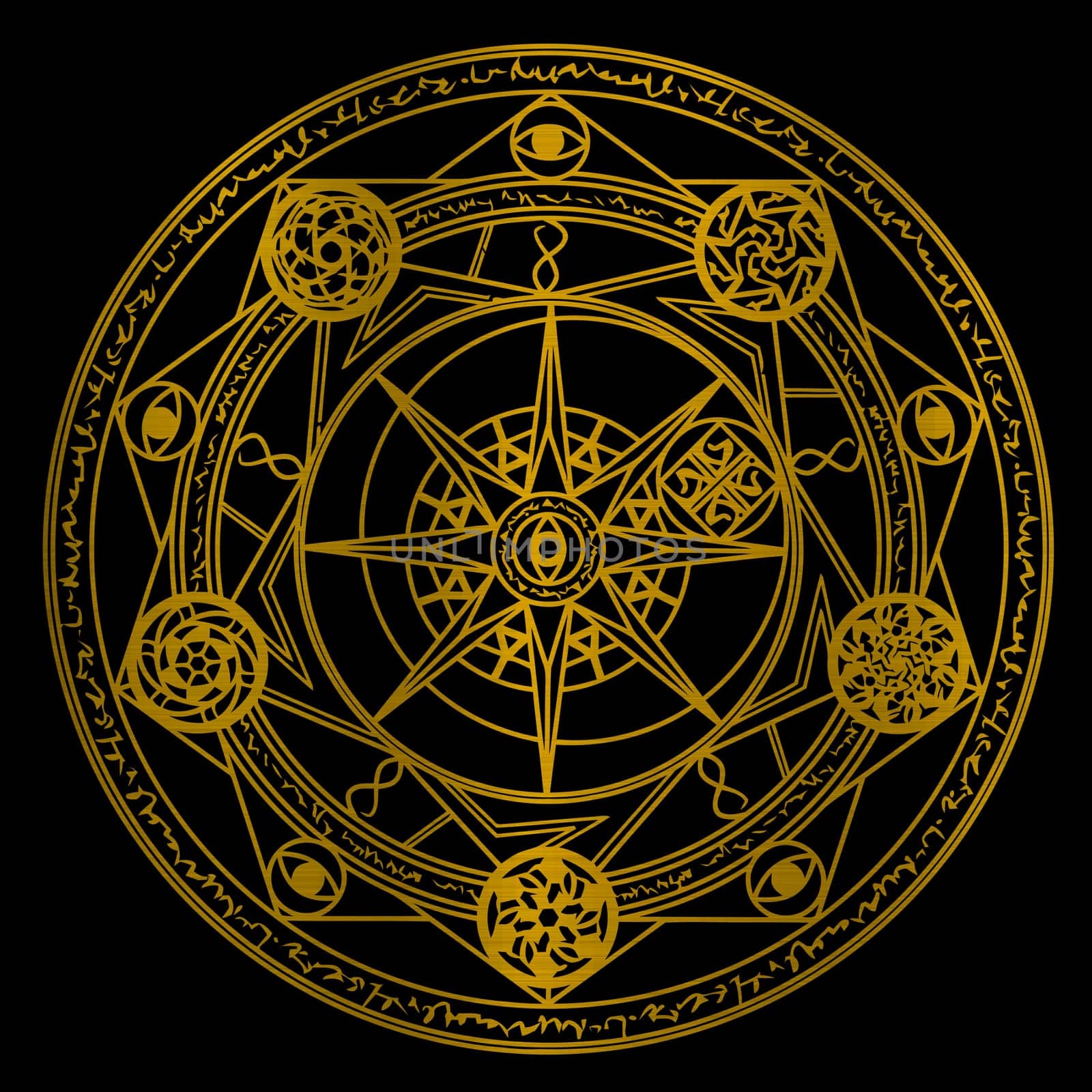 magic circle occultism power holy geometric golden metallic illustration mystery