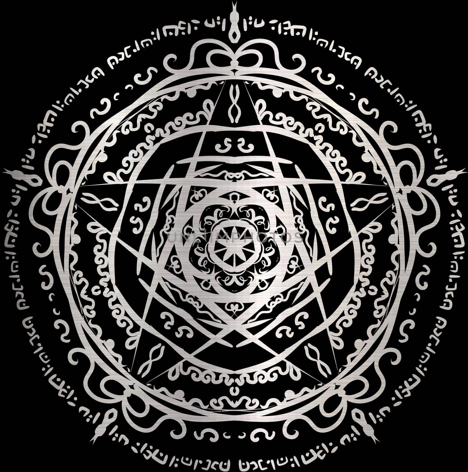 magic circle occultism power holy geometric silver metallic illustration star