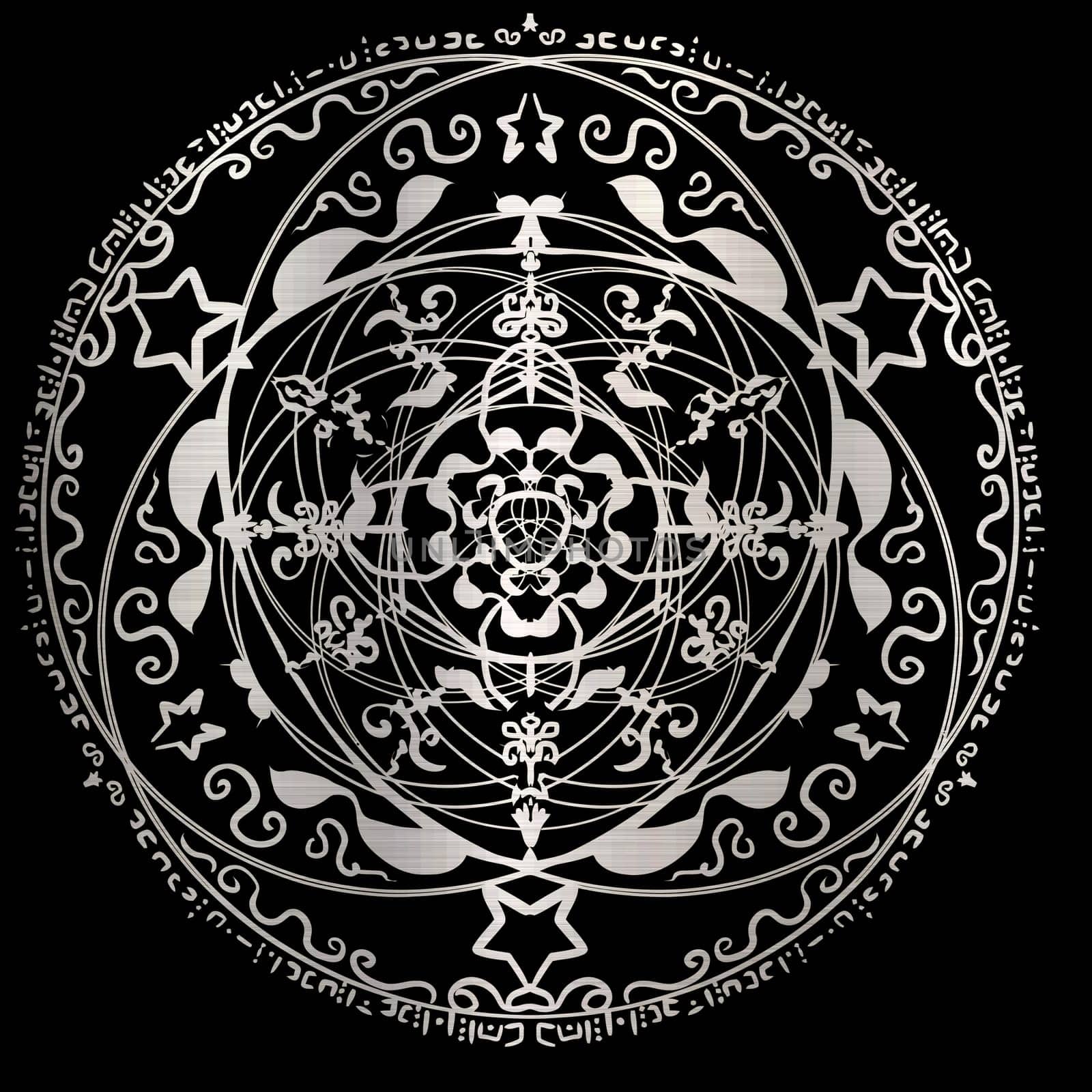 magic circle occultism power holy geometric silver metallic mystery illustration