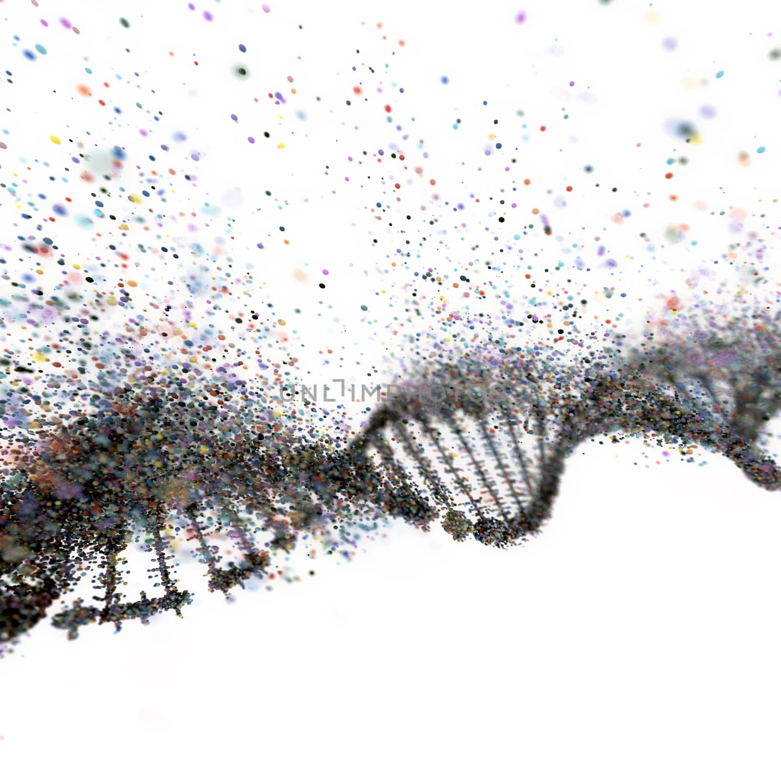 Colorful DNA molecule. Structure of the genetic code. Genetic Syndrome and Genetic Disorder, 3D illustration of science concept.