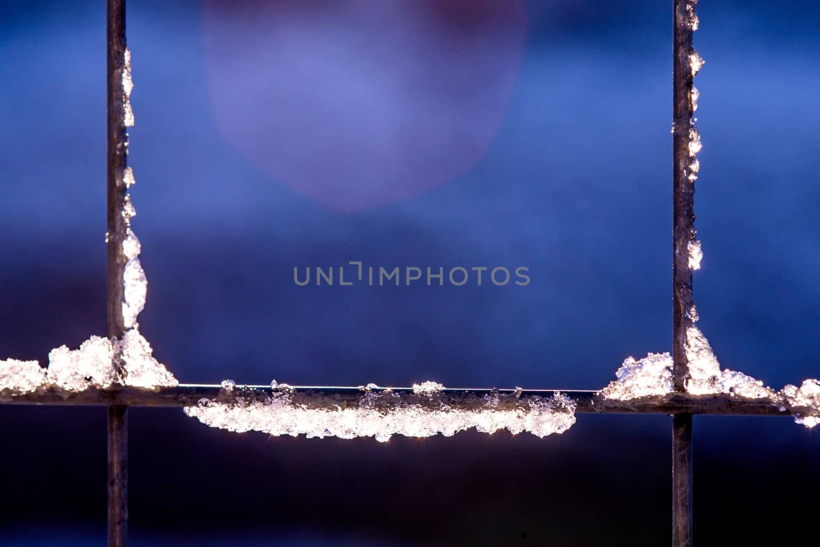 winter scene, fence with snow cap