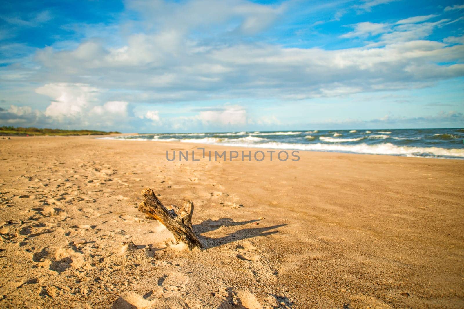 lonesome beach of the Baltic Sea with human track