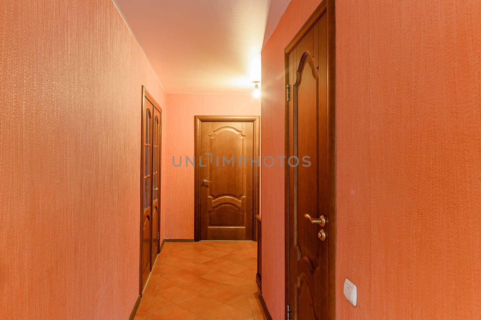 Russia, Moscow- October 10, 2019: interior room apartment modern bright cozy atmosphere. general cleaning, home decoration, preparation of house for sale. room doors, repair corridor