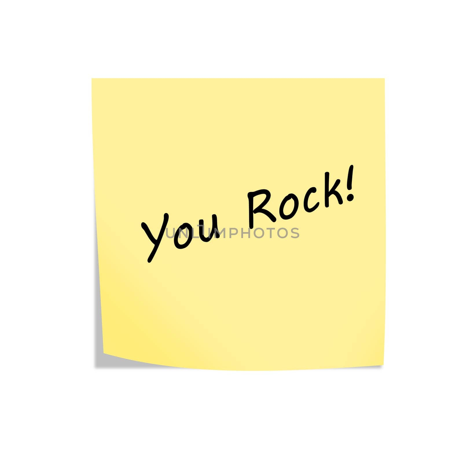 A You Rock reminder post note isolated on white with clipping path