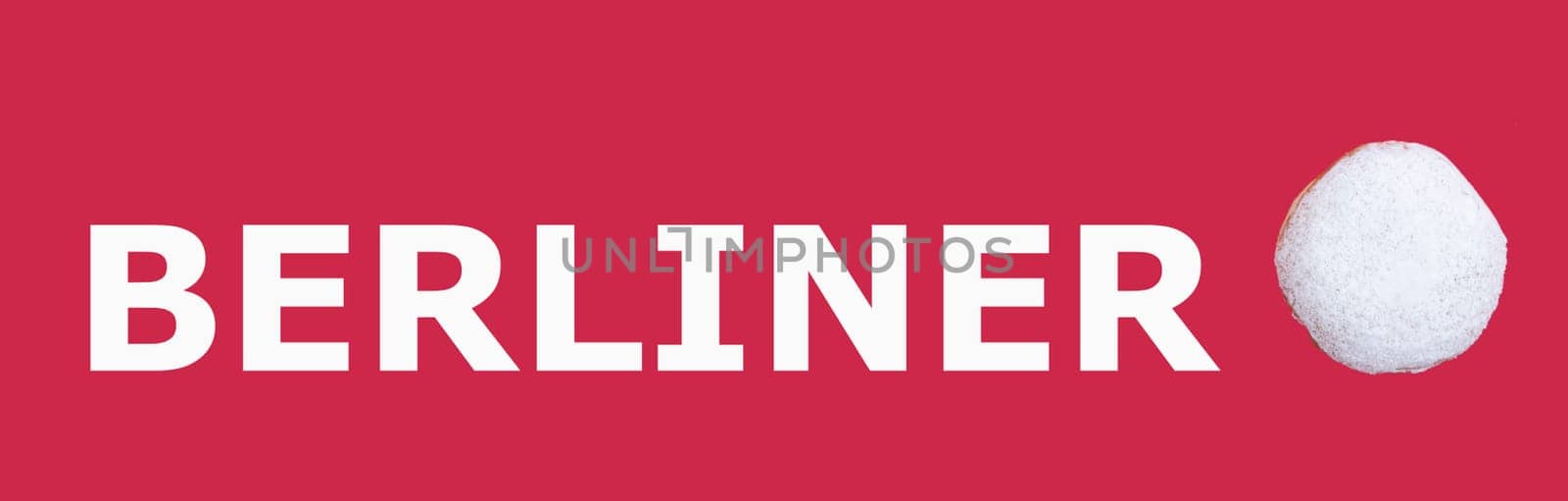Culinary Berliner Donut on red background