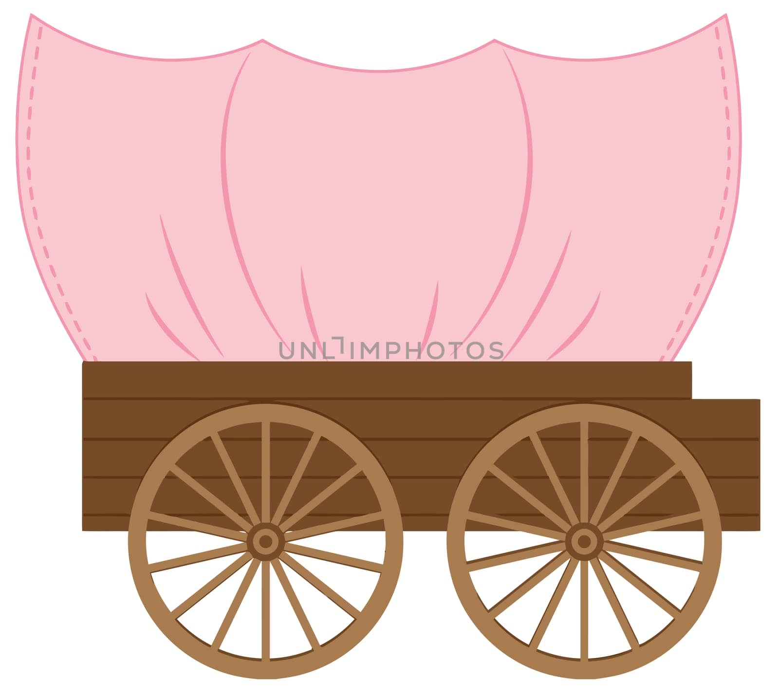 frontier wagon old west pink travel rustic historic illustration