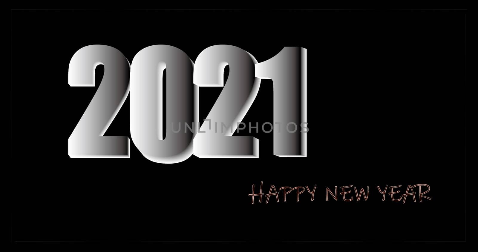 The 2021 Happy New Year elegant greeting card vector illustration