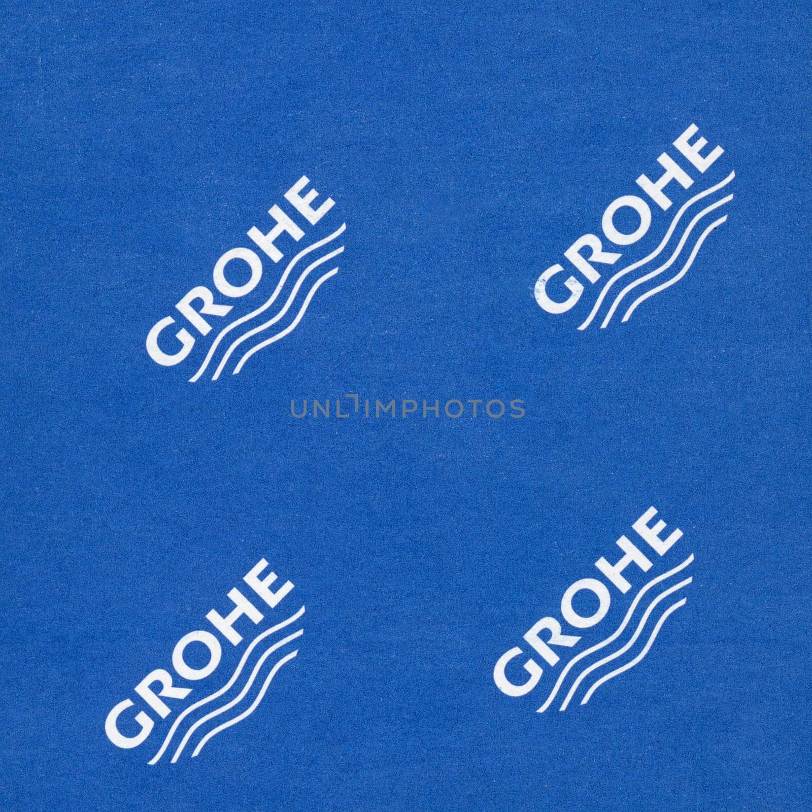 HEMER, GERMANY - CIRCA FEBRUARY 2020: Grohe sign on cardboard box