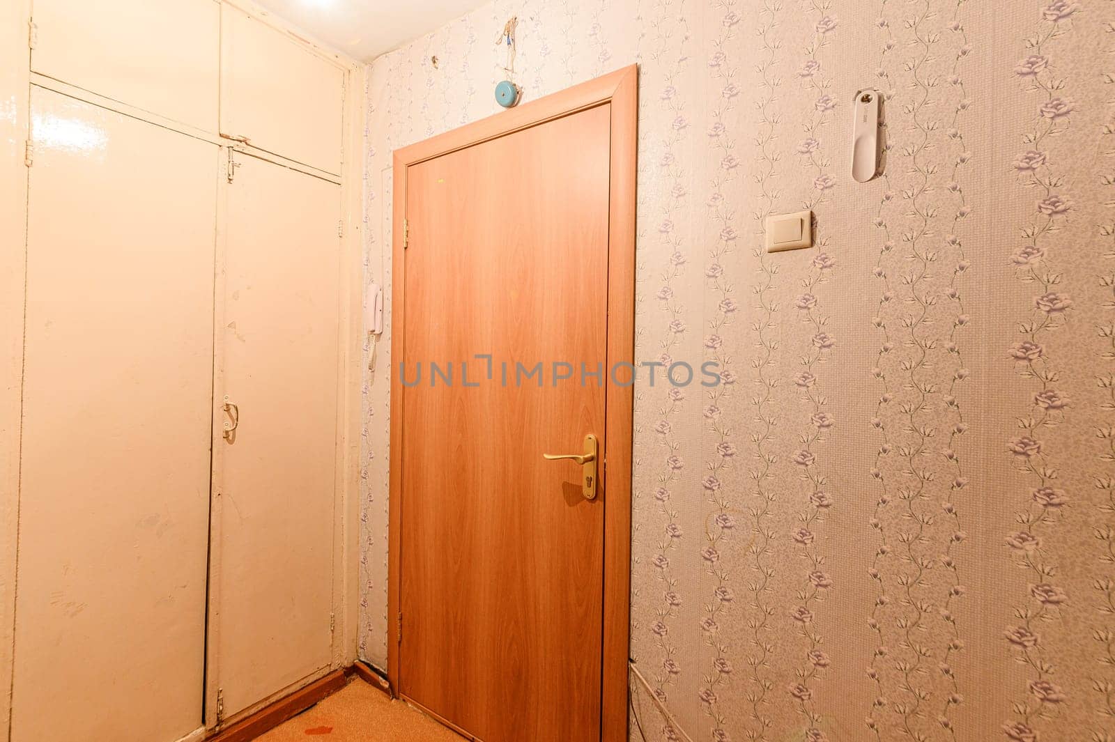 Russia, Moscow- October 17, 2019: interior room apartment decrepit old sloppy non modern setting. cosmetic repairs required