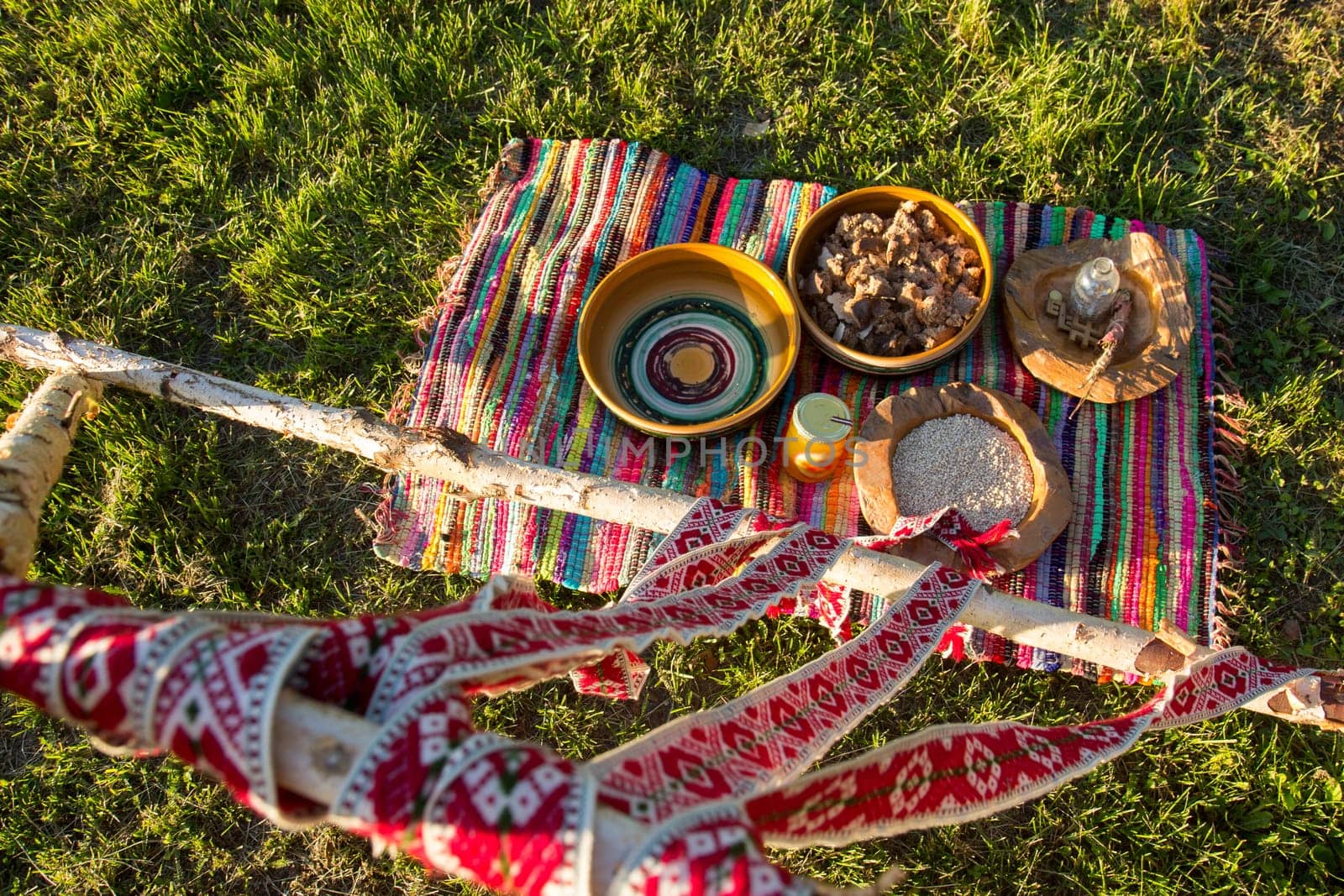 Preparation of traditional latvian ritual of celebrating summer solstice.
