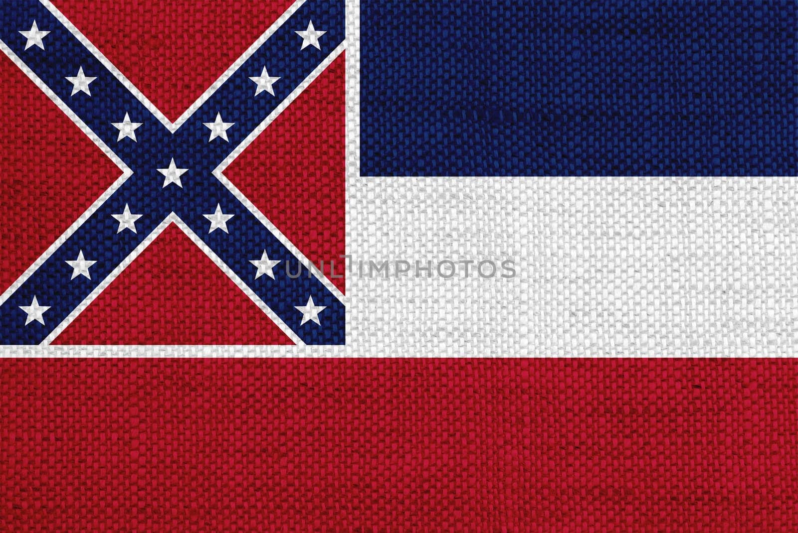 Flag of Mississippi on old linen