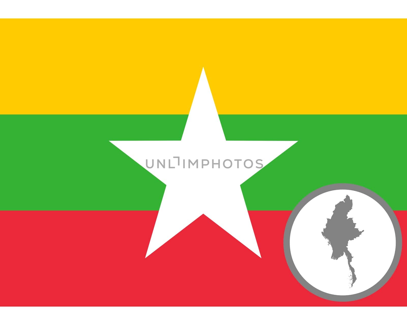 Fahne und Landkarte von Myanmar
