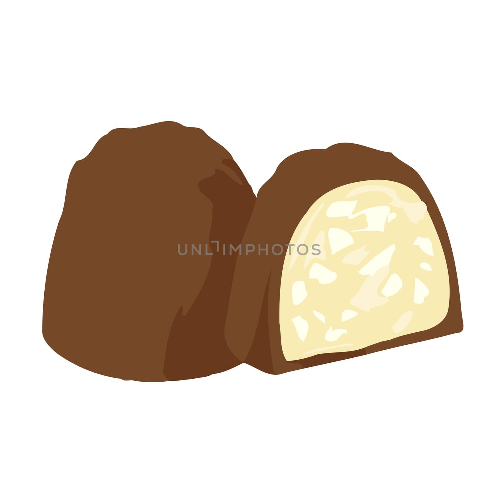truffle milk chocolate stuffing white praline sweet dessert illustration