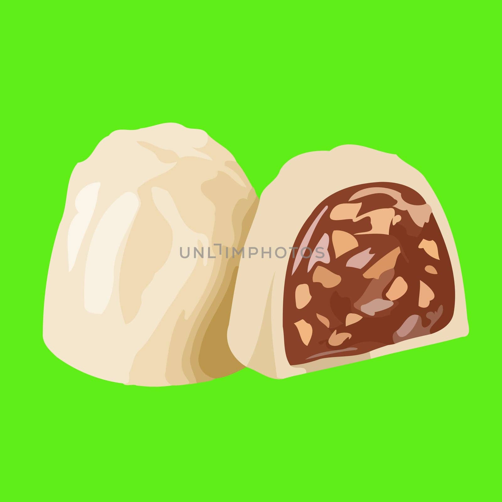 truffle white milk chocolate stuffing praline sweet dessert illustration