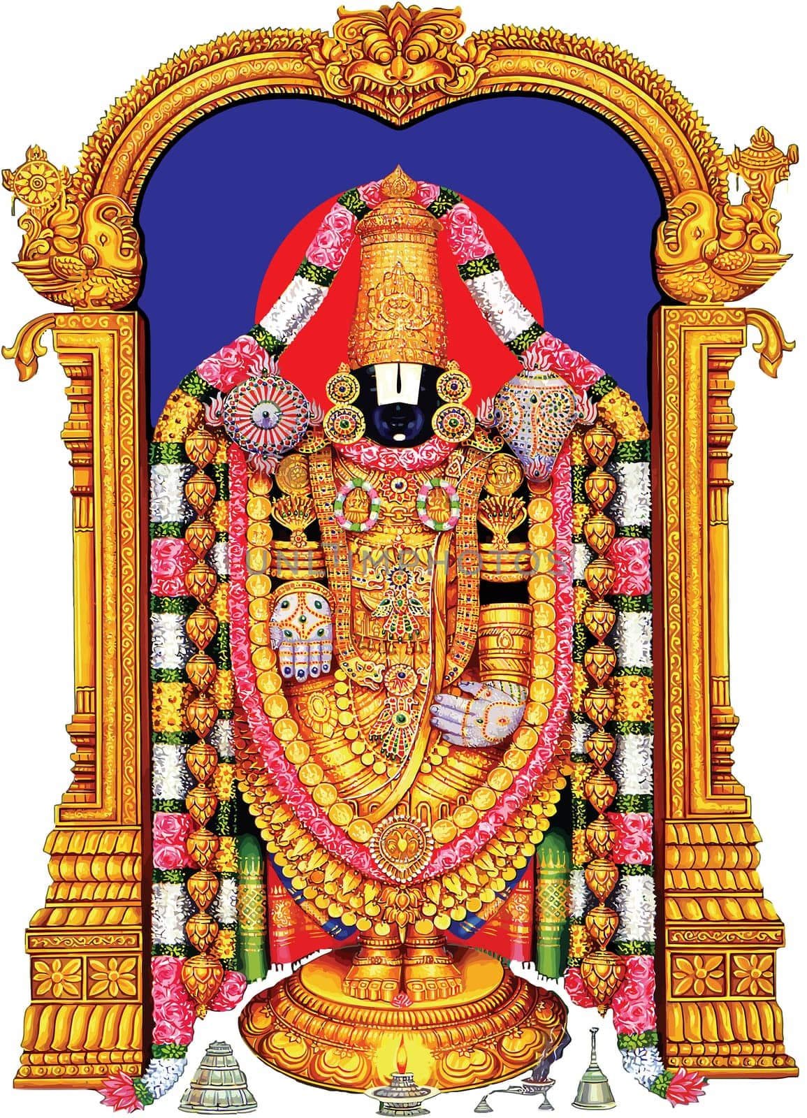 lord venkateswara god hinduism spiritual holy illustration