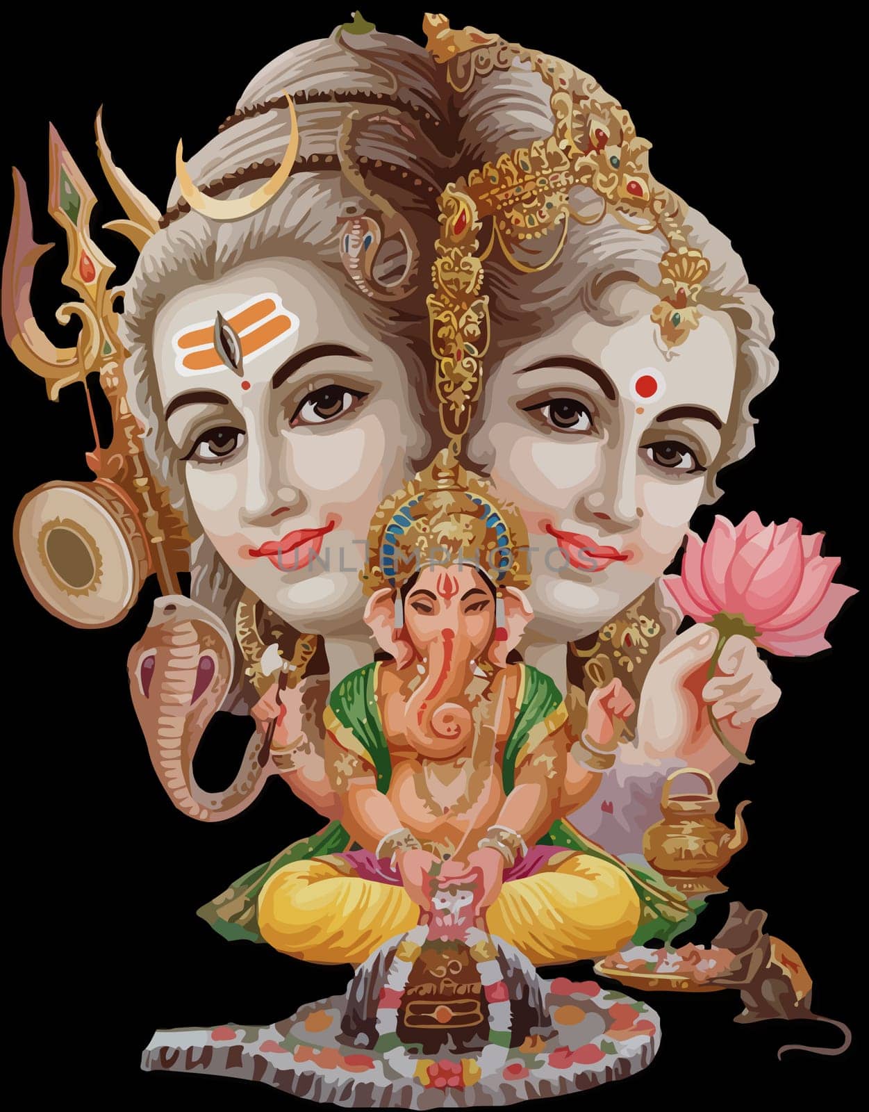 parvati yashoda lord Vishnu festival hinduism culture mythology ganesha illustration