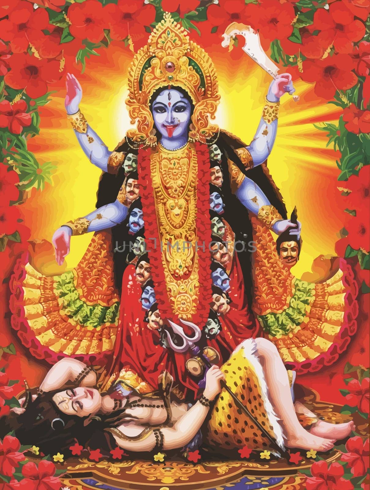 kali goddess of death indian hindu illustration
