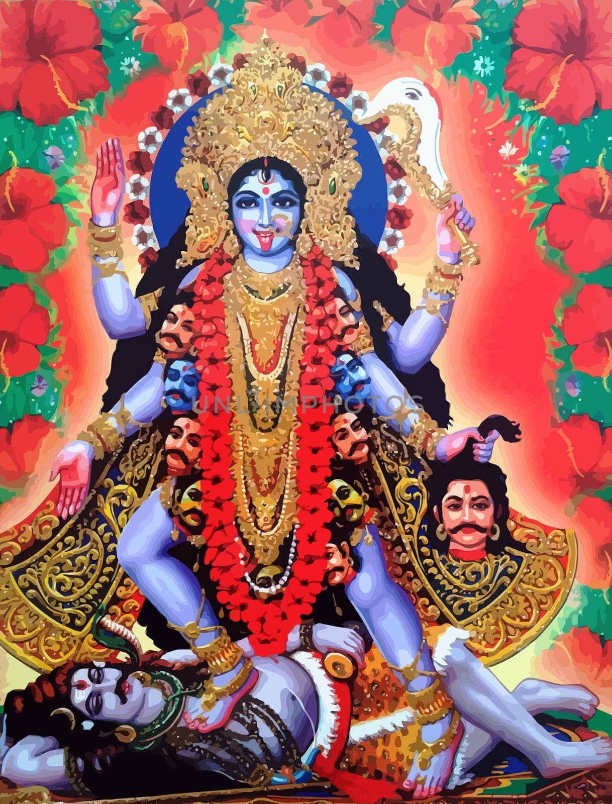 kali goddess of death indian hindu illustration tongue hanging dark siren
