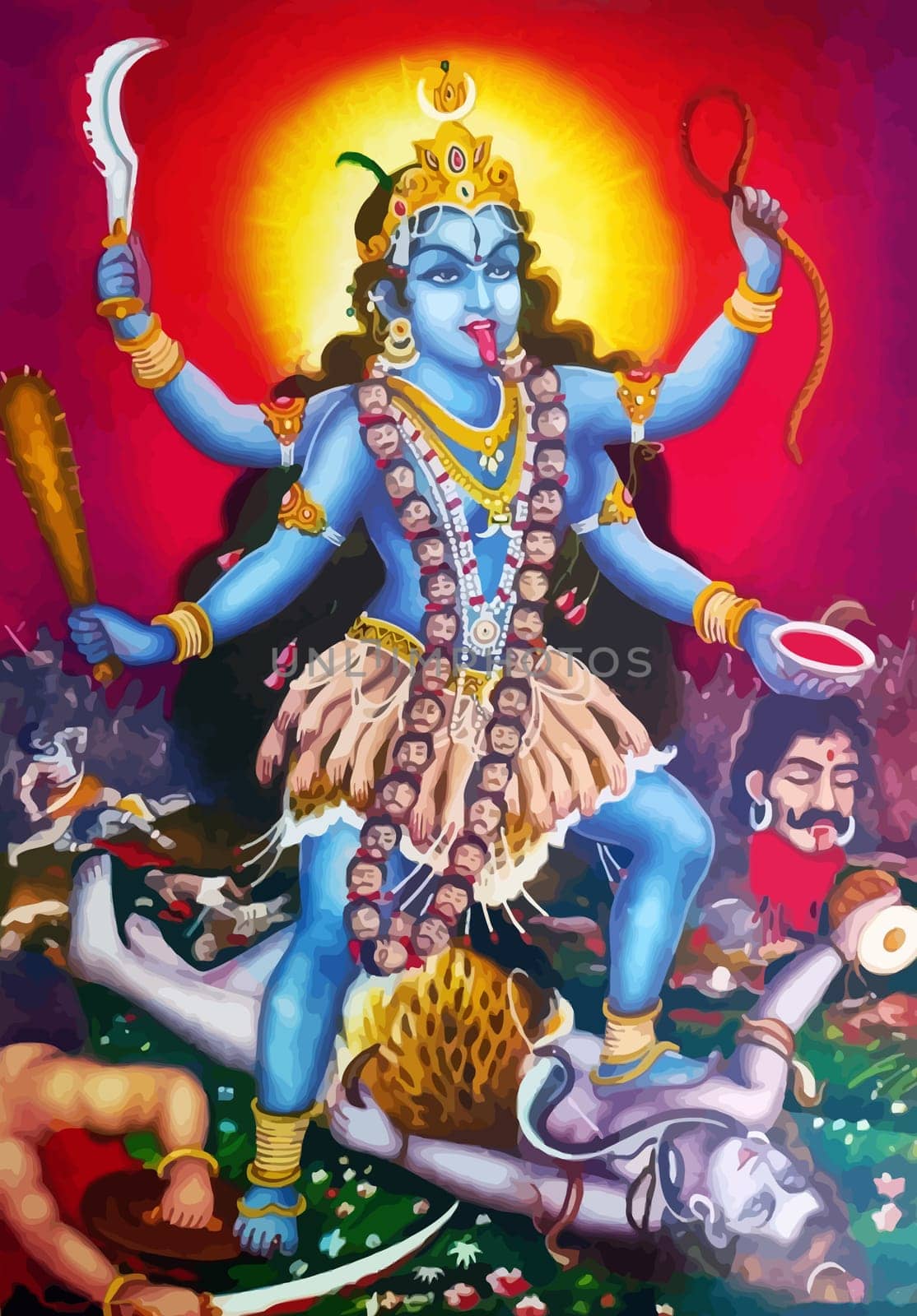 kali goddess of death indian hindu illustration tongue hanging