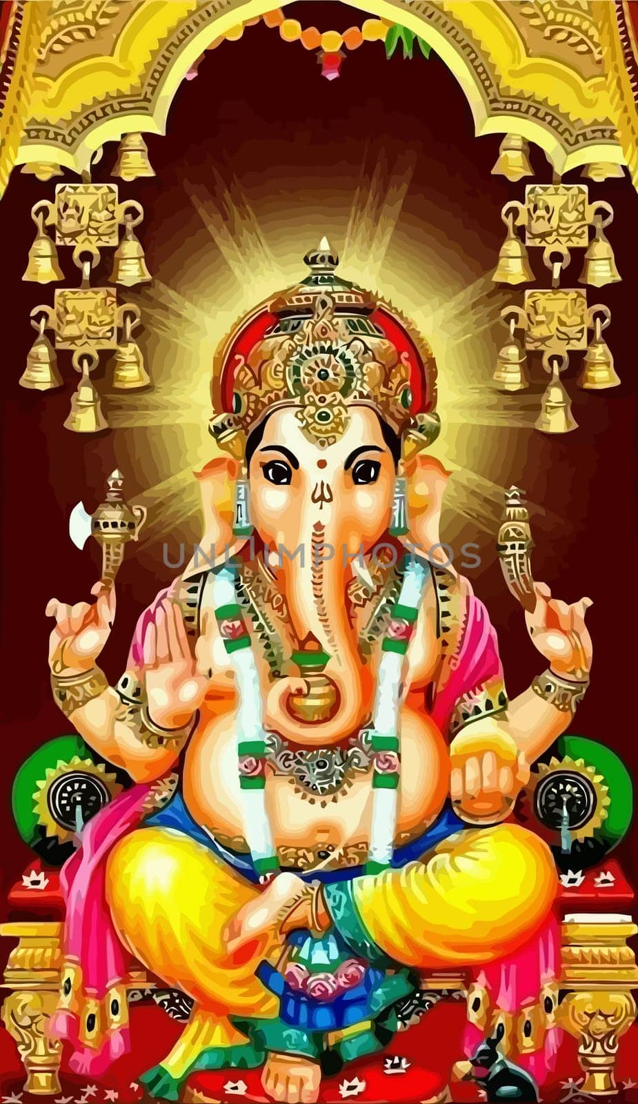 Ganesha hindu temple bell lord faith mythology bless god illustration