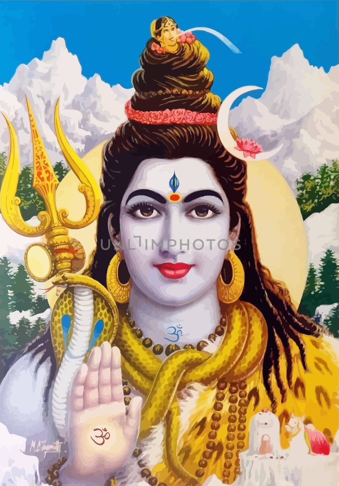 hinduism lord shiva spiritual  snake power bless illustration holy