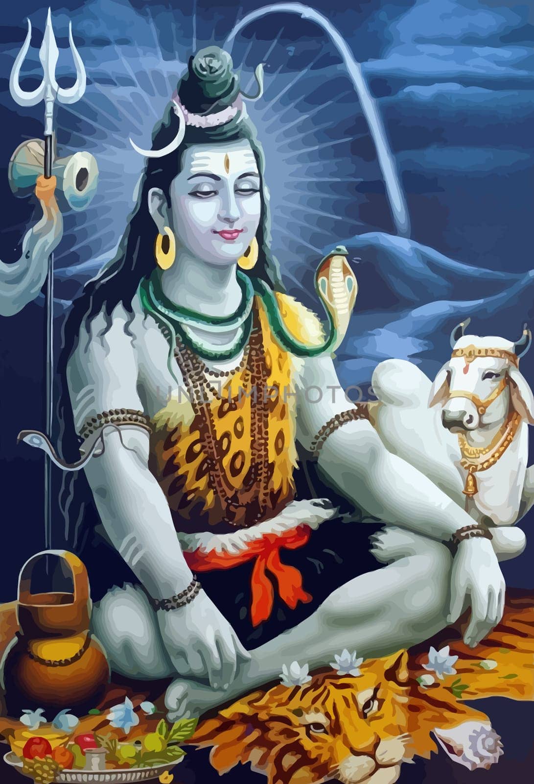 hinduism lord shiva spiritual  snake power mind bless holy illustration
