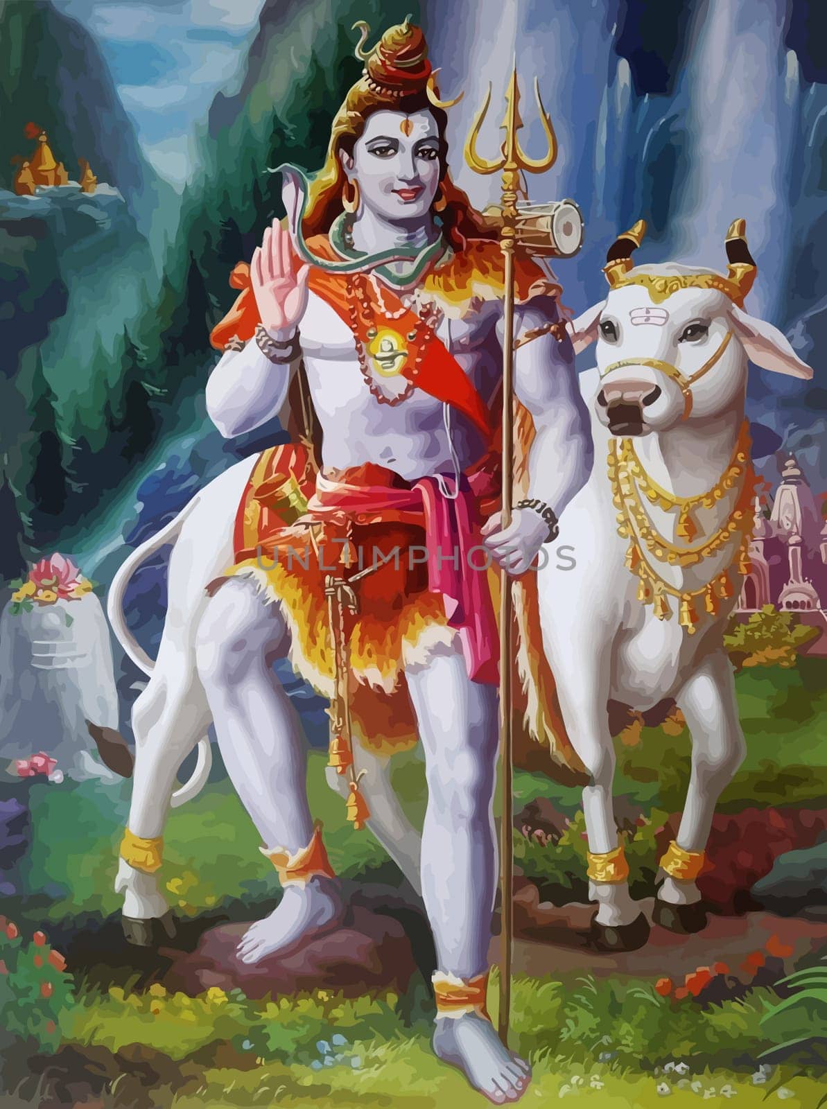 bless hinduism spiritual   lord shiva holy power ox white illustration