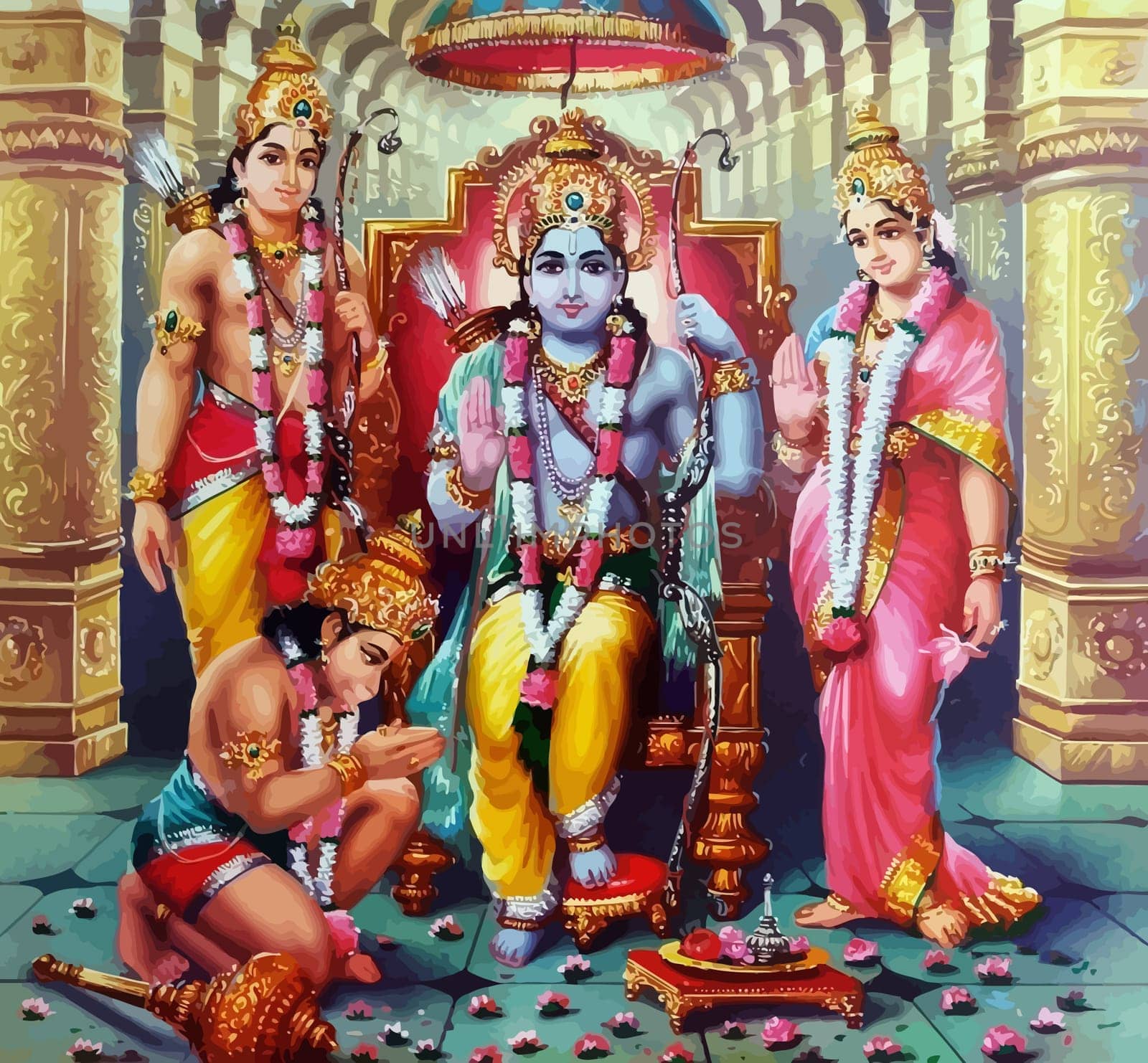 Saraswati holy hinduism power lord shiva spiritual ganesha hanuman murugan illustration
