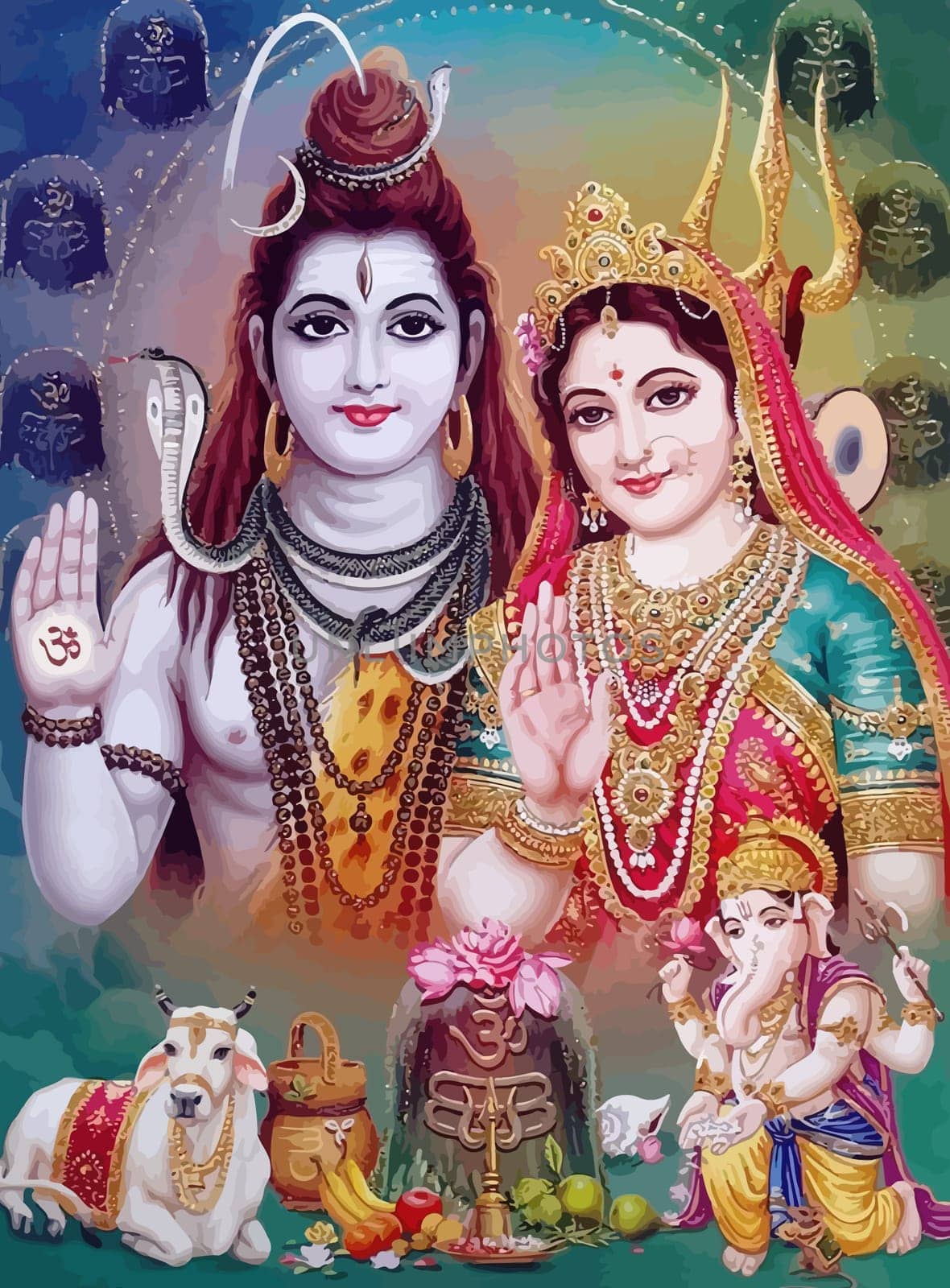 Saraswati holy hinduism power lord shiva spiritual ganesha illustration