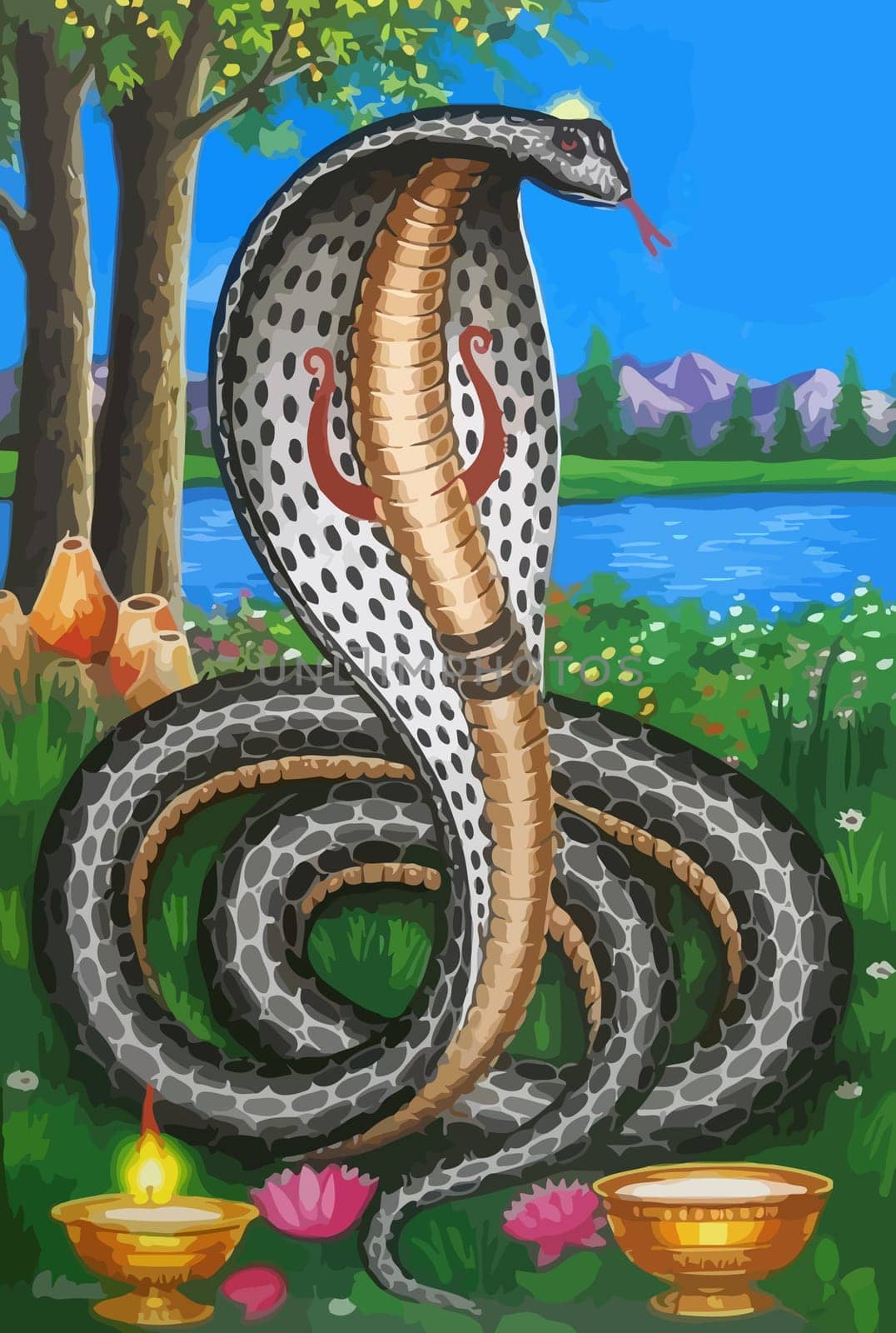 snake hinduism spiritual  lord shiva holy power illustration