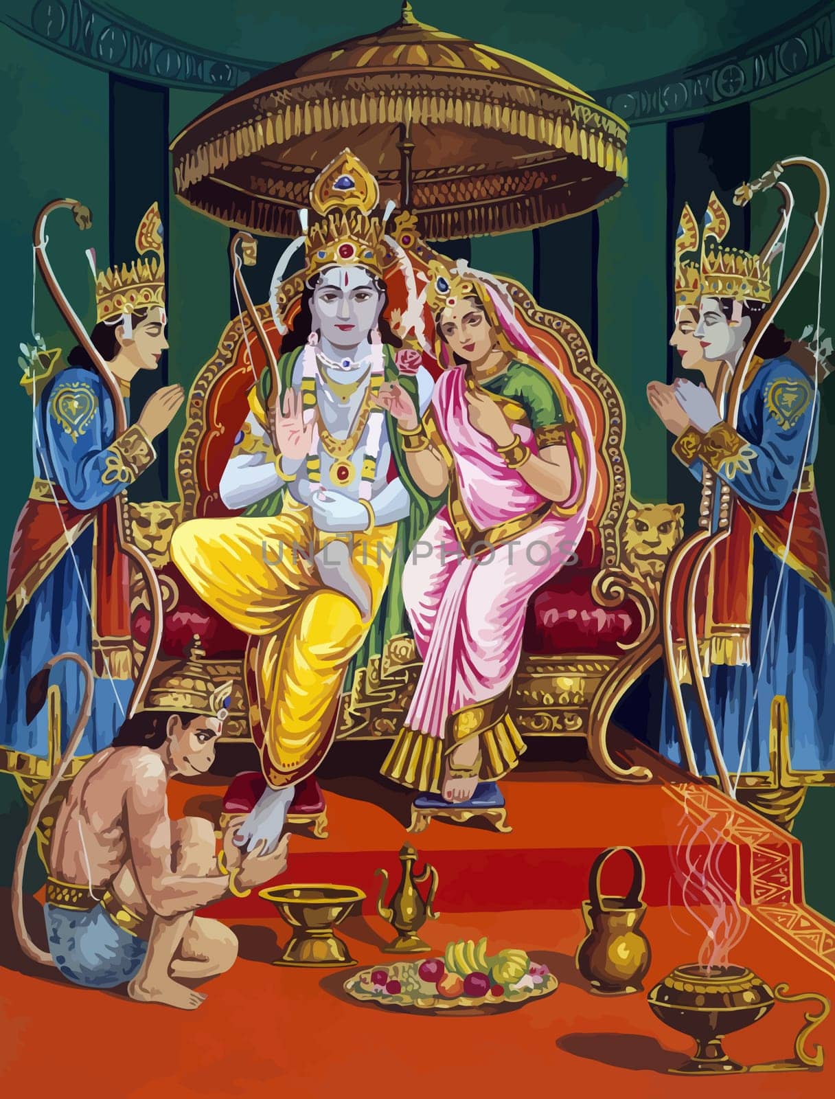 Saraswati holy hinduism power lord shiva spiritual ganesha hanuman illustration