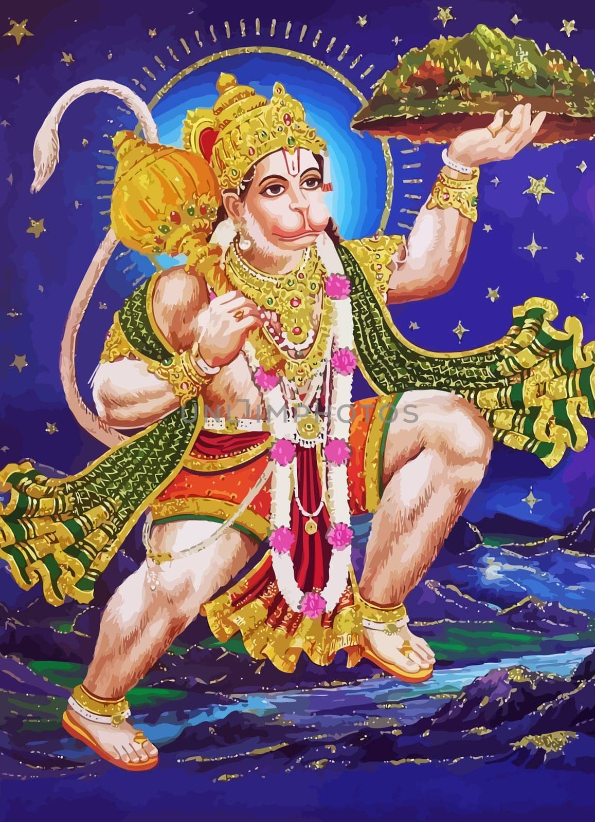 hanuman  god monkey indian holy heaven jayanti illustration