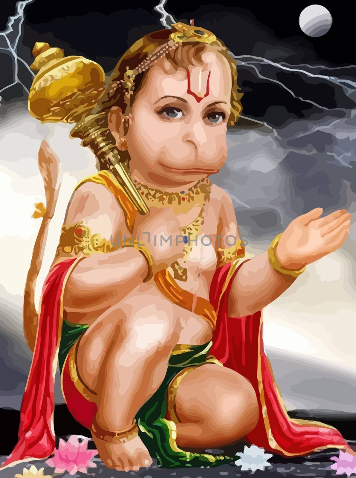 hanuman  god monkey baby indian holy  jayanti illustration