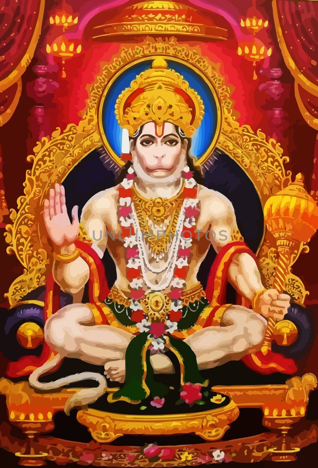 hanuman  god monkey indian holy golden jayanti illustration
