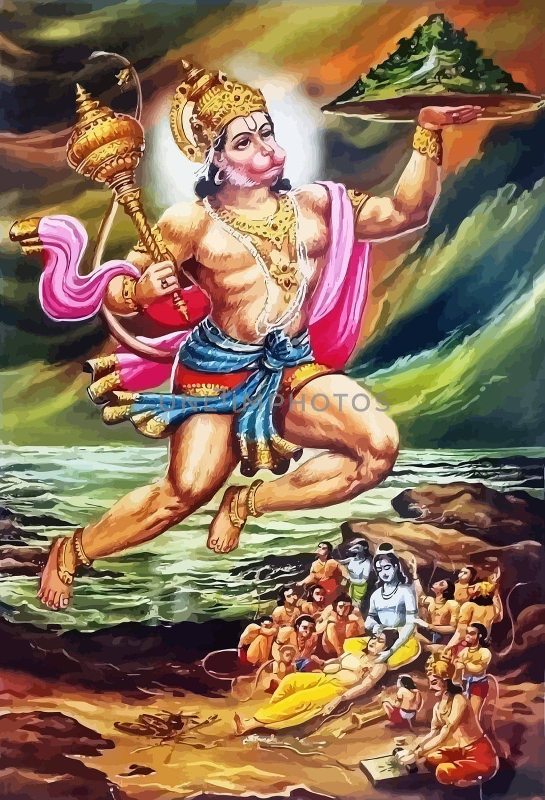hanuman indian holy god monkey ape jayanti  illustration