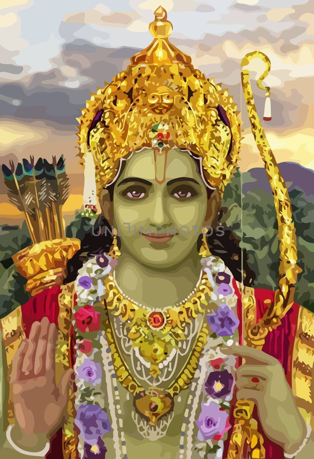 hinduism lord vishnu green  spiritual   holy power illustration