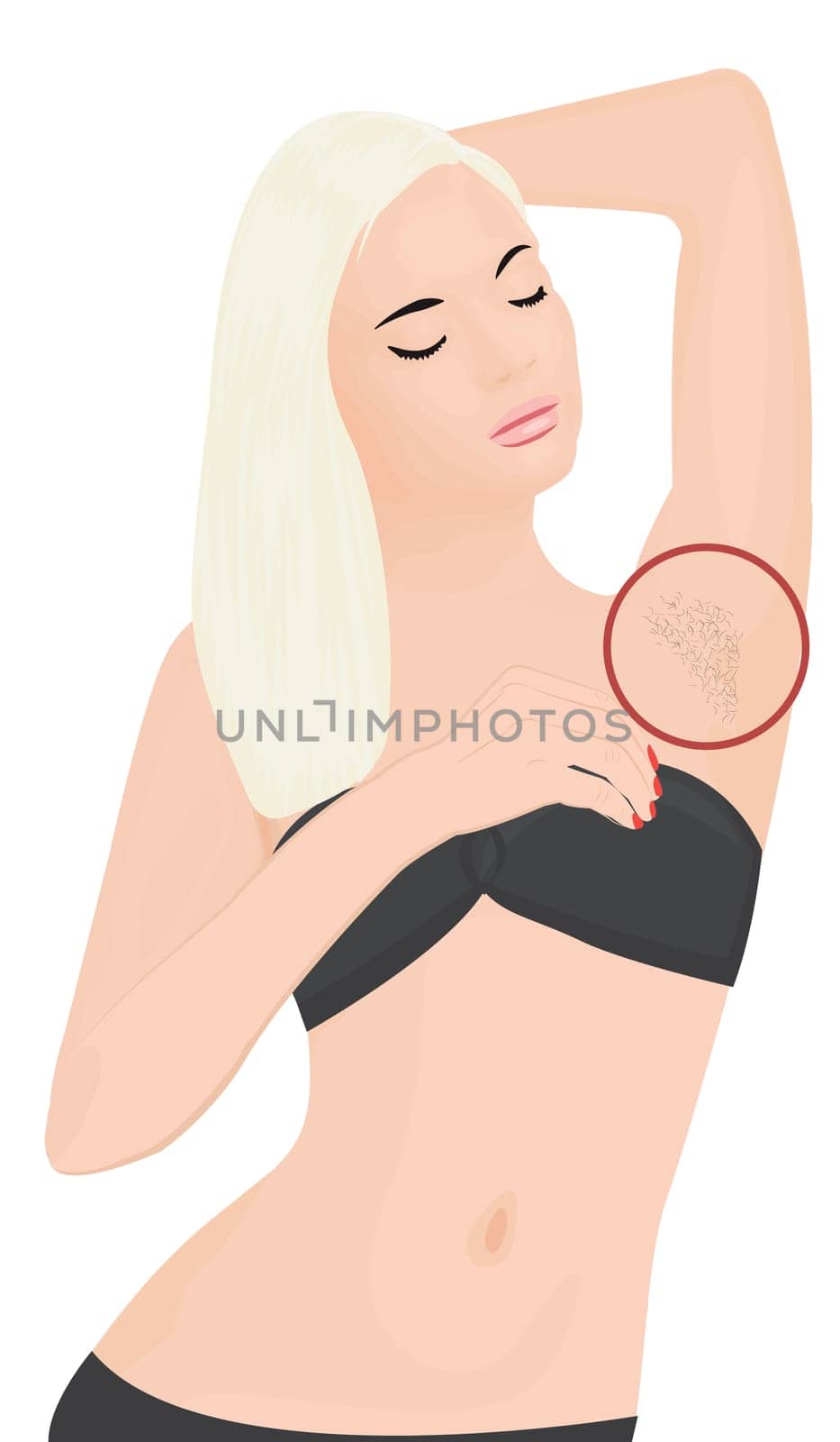 Hair removal zone armpit on a woman body vector illustration isolated