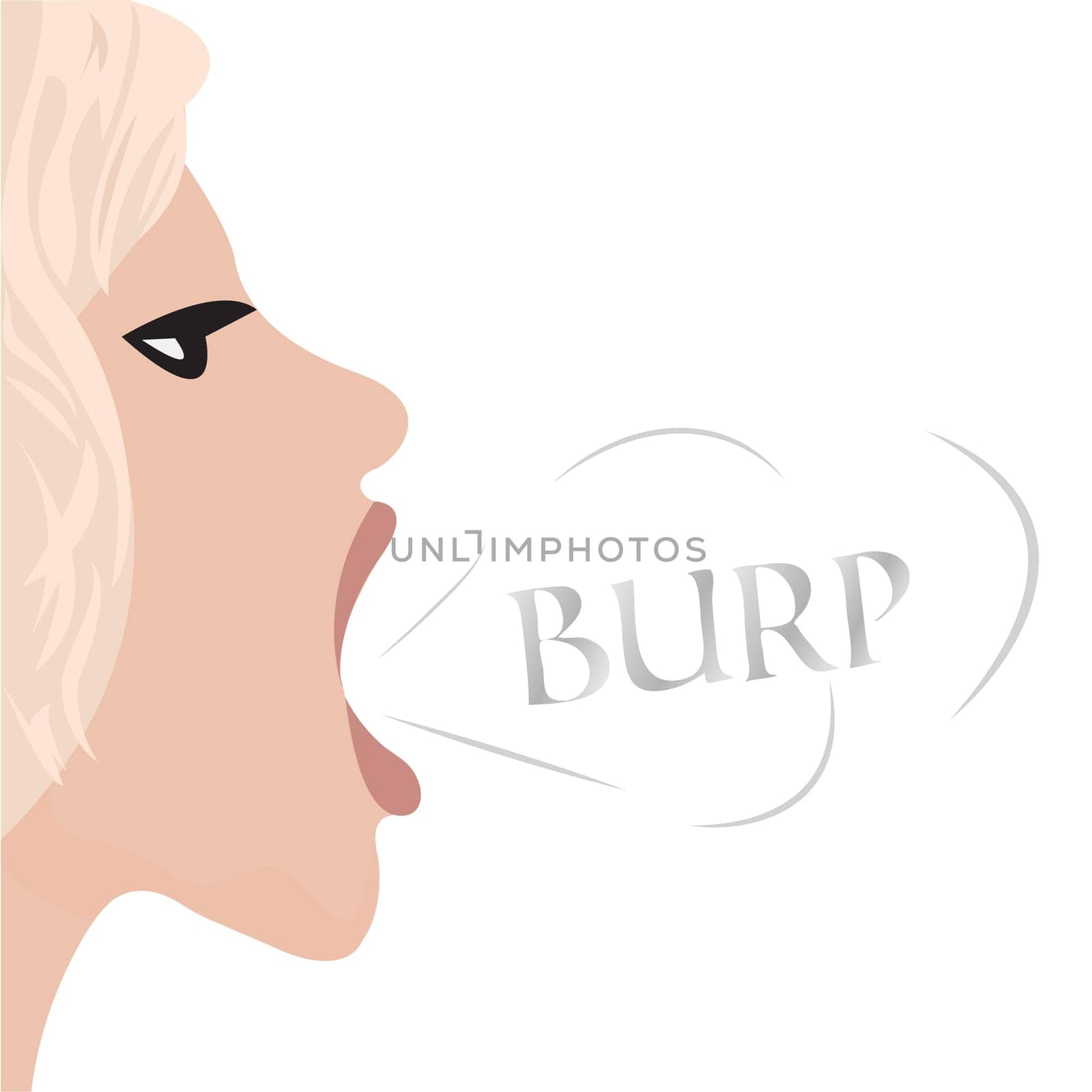 A burp from the mouth of a beautiful girl vector illustration