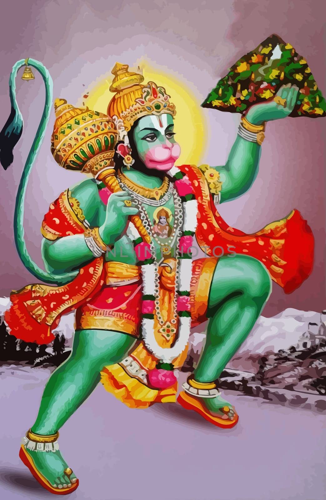 indian god monkey green holy hanuman jayanti illustration