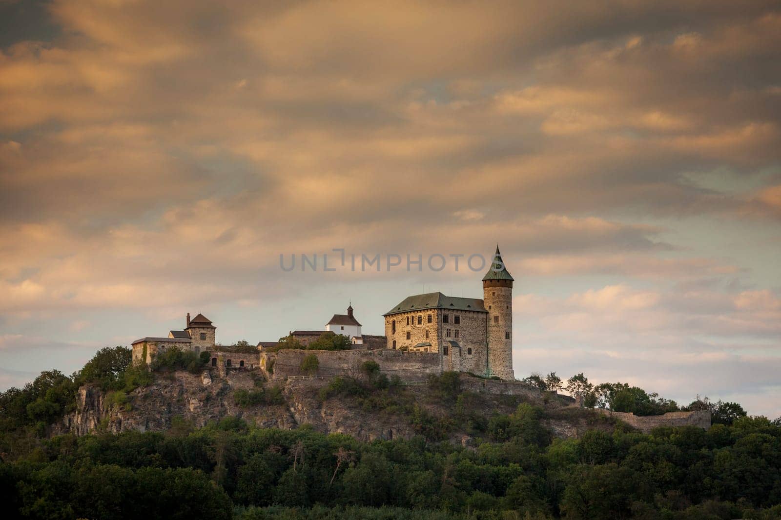 castle Kuneticka Hora at sunset - Czech Republic