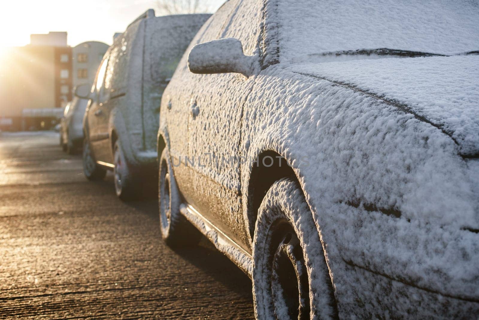 A car covered in snow. High quality photo
