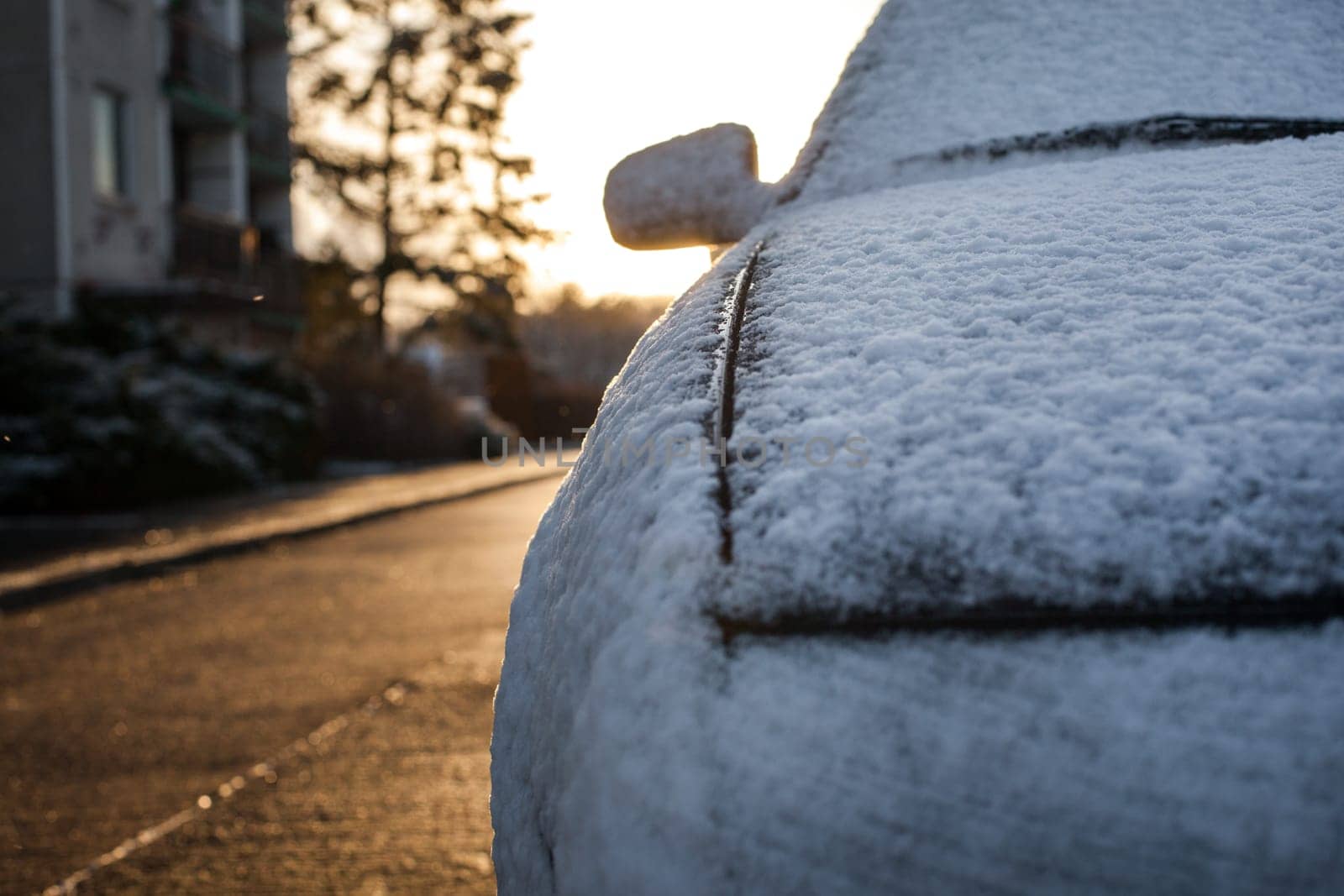A car covered in snow. High quality photo