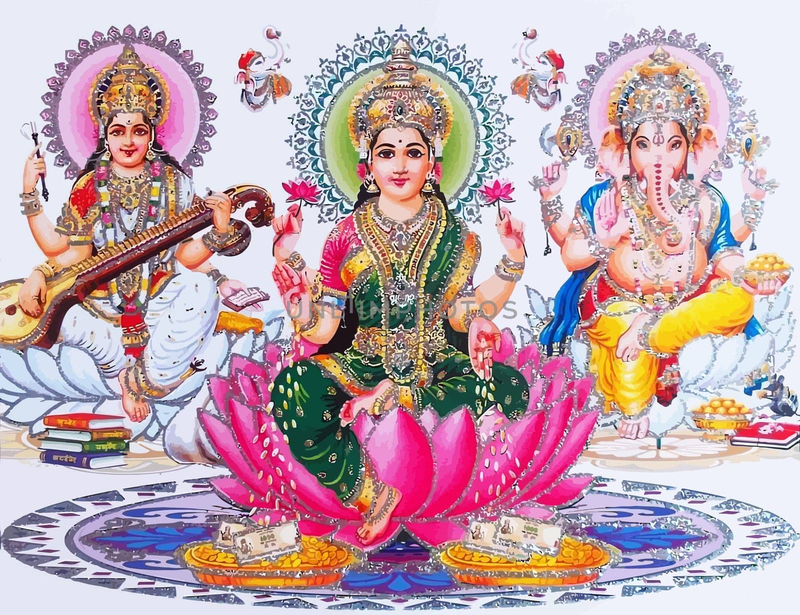 god Saraswati spiritual   play veena holy culture music hinduism  illustration