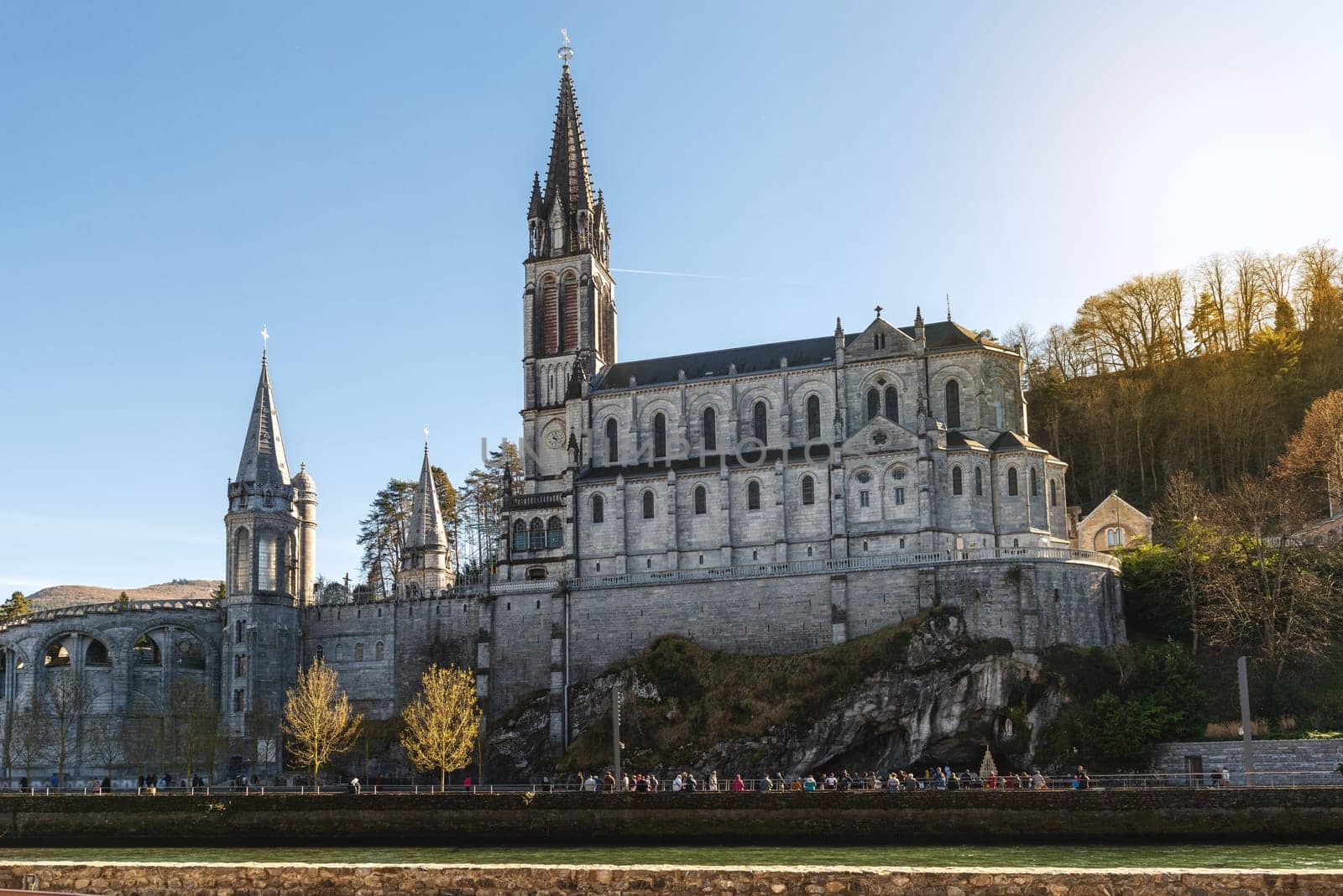 a view of the cathedral-sanctuary of Lourdes (France)