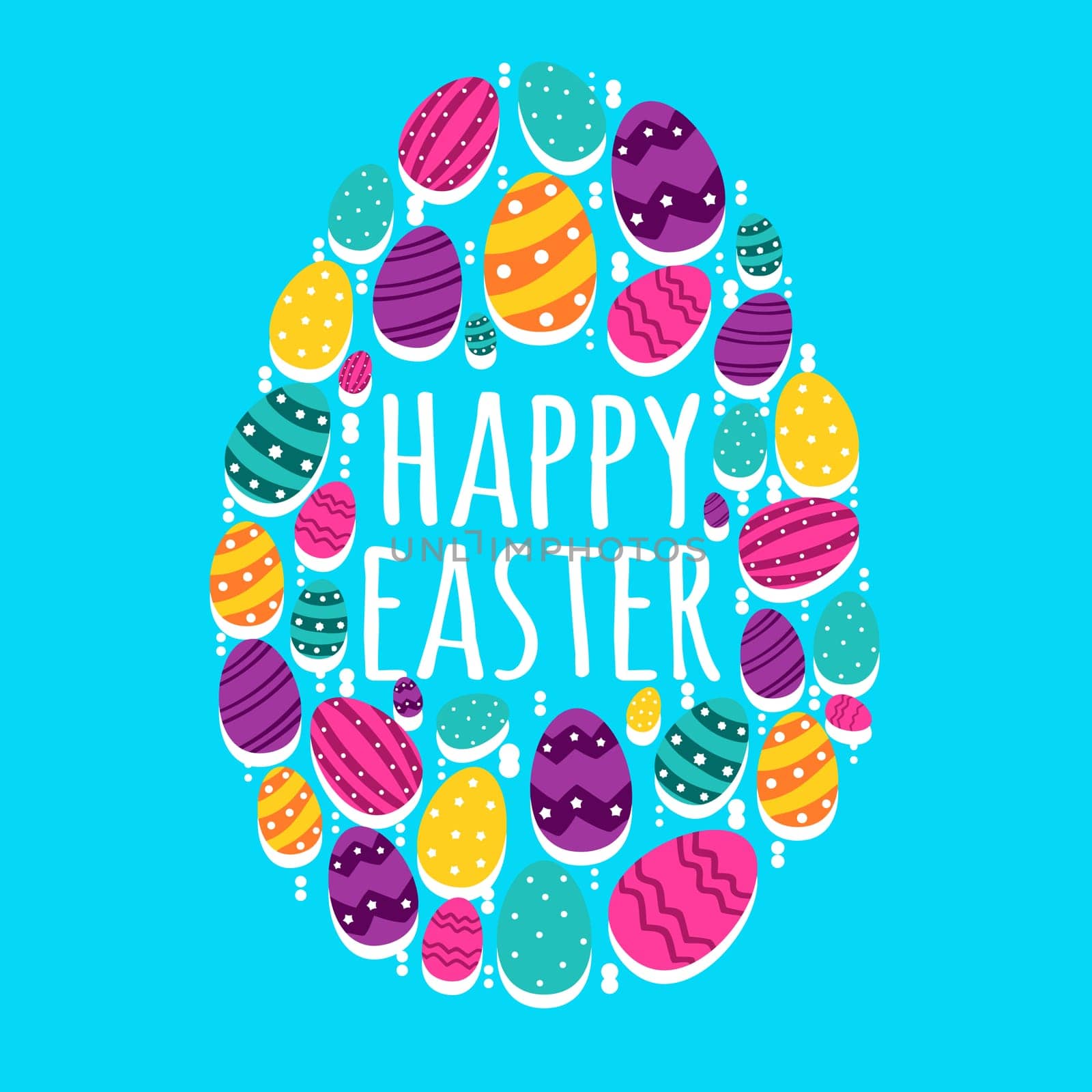 happy easter eggs colorful religion celebration set holiday oval illustration