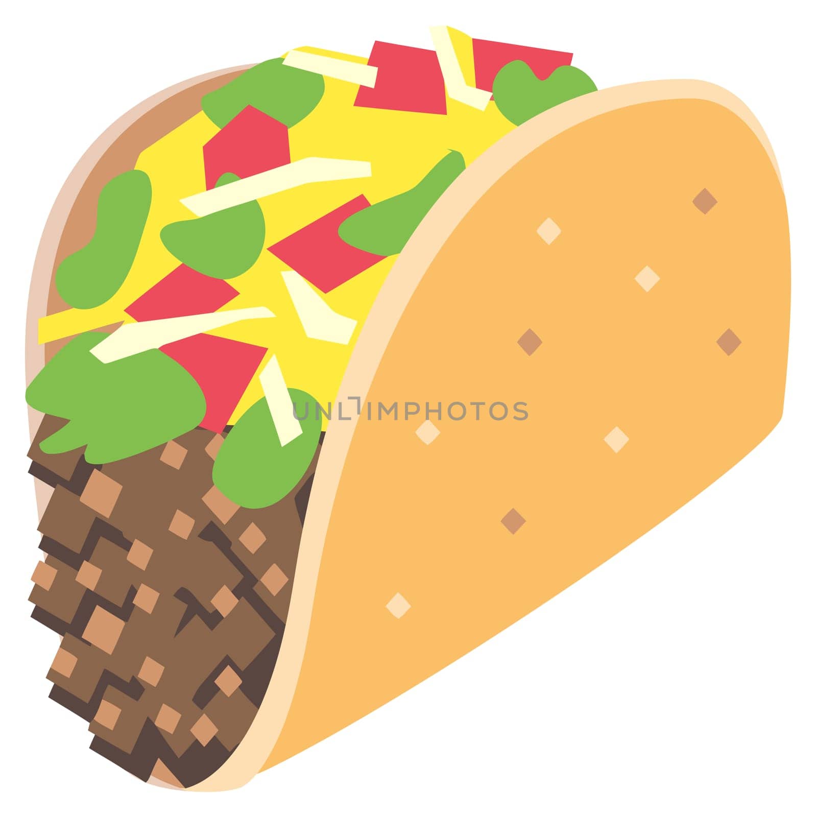 tacos cheese tomato beef mexican food illustration tasty cheese snack